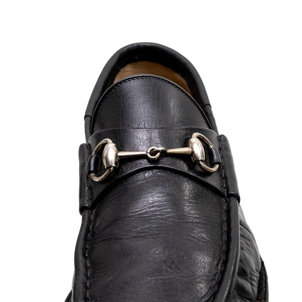 Vintage Gucci Mens Black Leather Horsebit Loafers Vibram Lug Sole Men's Size 10